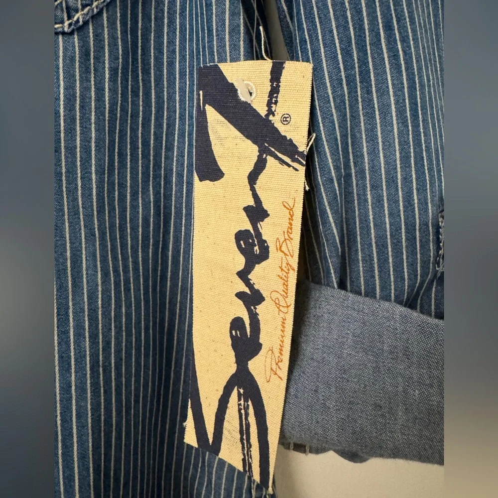 NWT Seven7 Striped Button Down Shirt 100% Cotton Medium - Picture 3 of 11